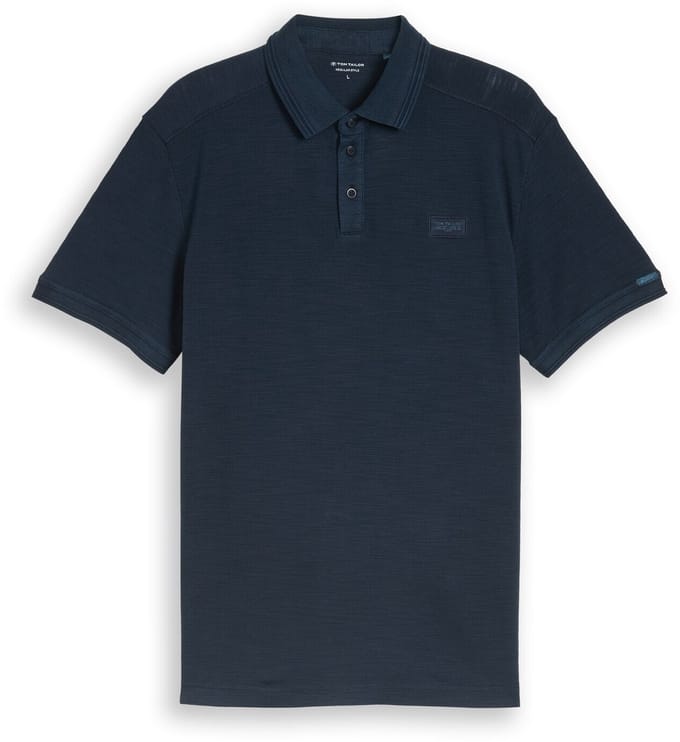 Tom Tailor - Piqué poloshirt met logobadge - Maat S - sky captain blue