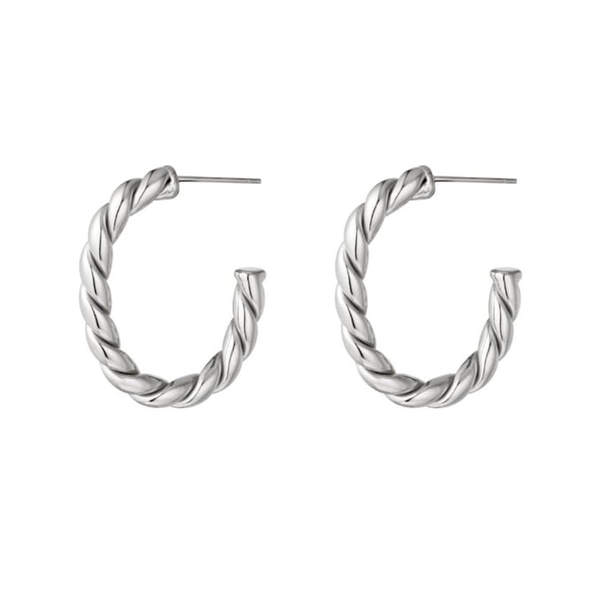 Yehwang oorbellen - Hoops Rope - Zilverkleurig