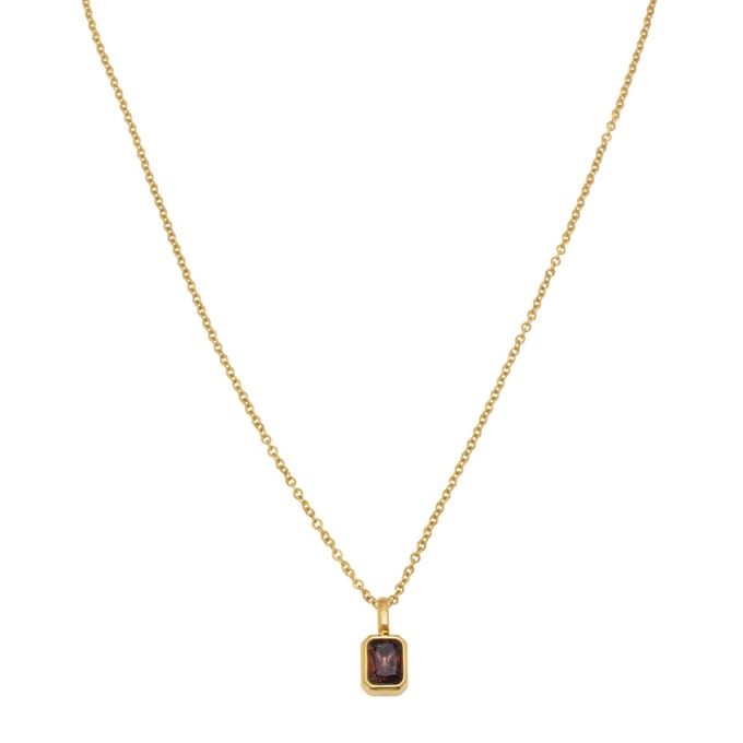 Essenza Dark Purple Octagon Stone Necklace Gold