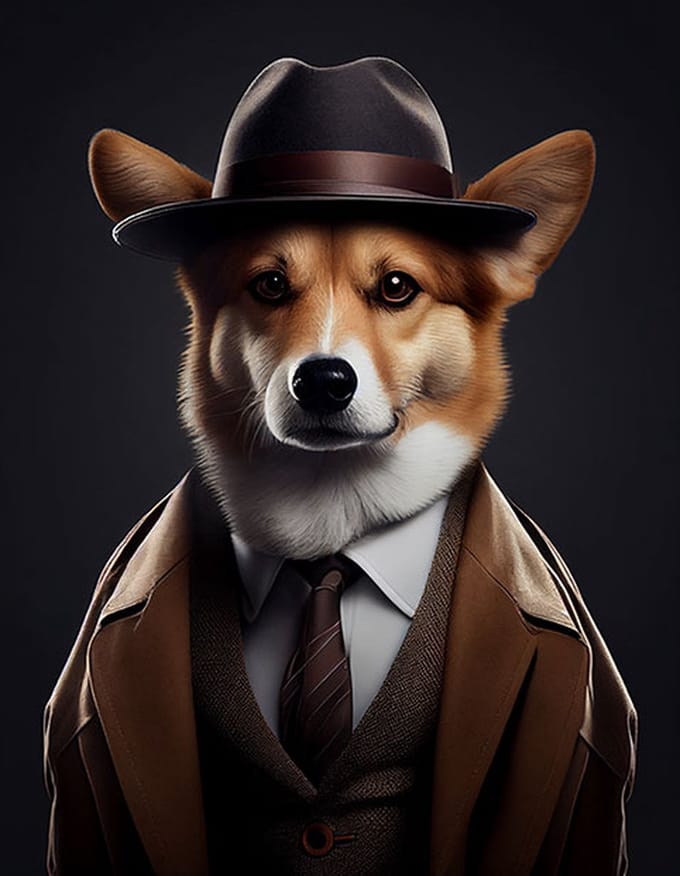 AI - Woondecoratie - Poster - Dieren - Hond - Pak - 5 - 50 x 70 cm