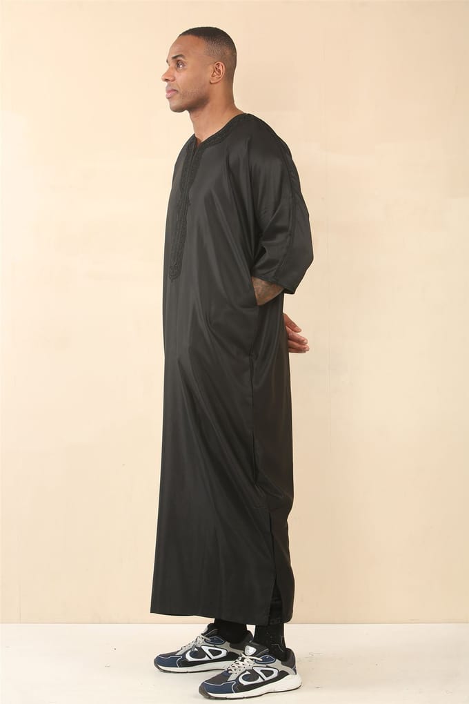 Heren zwarte Marokkaanse Thobe Djellaba Jubba Robe Eid