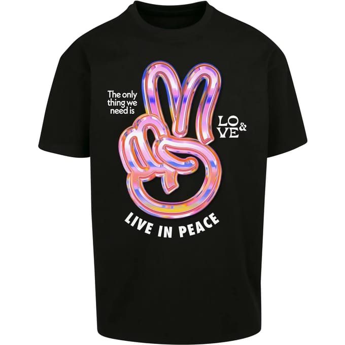 Mister Tee - Live in Peace Oversize Heren Tshirt - M - Zwart