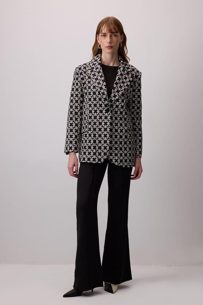 Touché Privé - Blazer met kettingslot print - Zwart - Dames