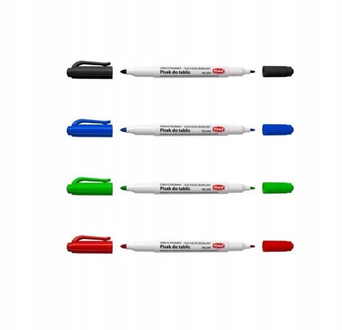Toma dubbelzijdige whiteboardmarkers, 4 kleuren