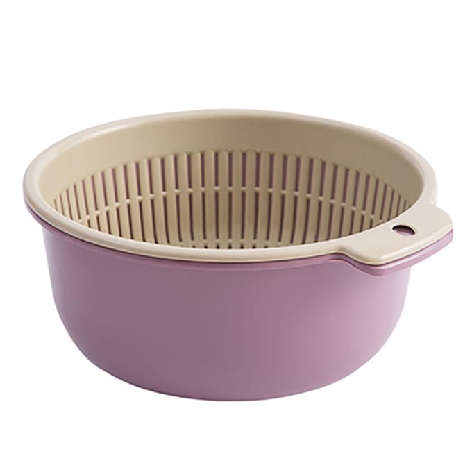 Keukenzeef Vergiet Kom Set Dubbele Laag Plastic Fruit Groente Wasmand Afdruipkommen Small beige