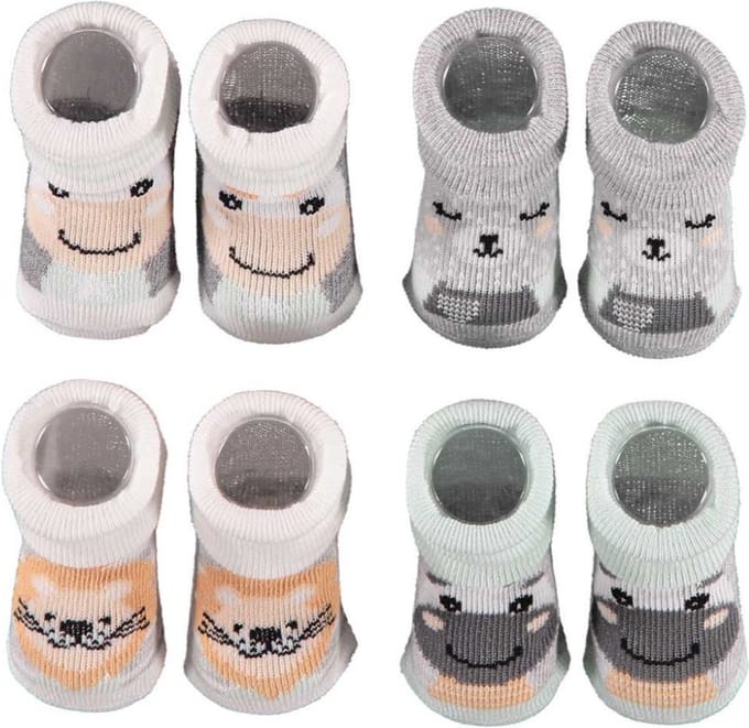 Apollo Babysokken Giftbox New Born Katoen Wit/oranje 4 Paar