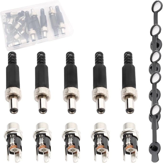 5 Sets 5.5 x 2.1mm DC Stroomconnector Barrel Jack Panel Montage voor Beveiligingscamera Adapter