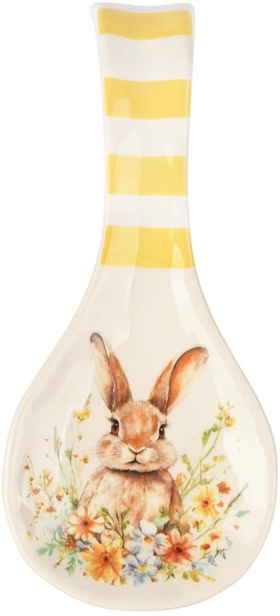 Dekoratief | Lepelhouder m/bunny, wit/geel, keramiek, 27x11x3cm | A260587