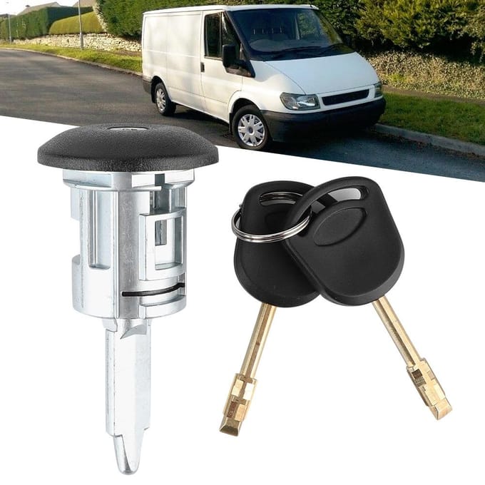 Voordeur Rechts Sluitcilinder met 2 Sleutels Geschikt voor Ford Transit MK6 2000‑2016 black
