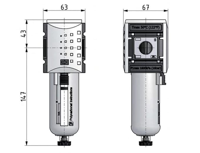 Filter 5microns G3/8'' 3500l/min Auto Polycarbonaat Futura 2