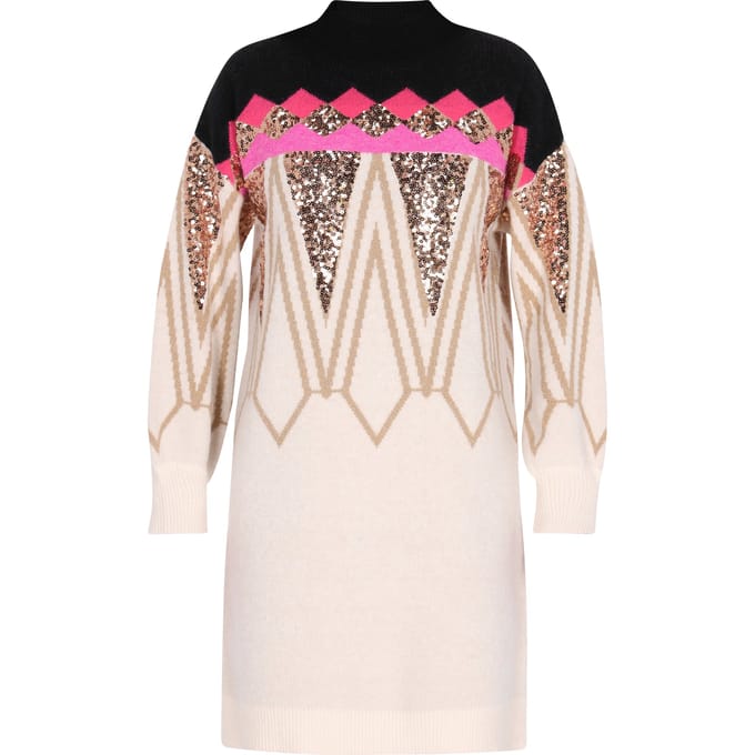IZIA Jurk Dames Roze Veelkleurig