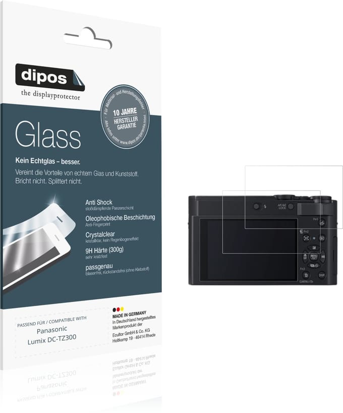 dipos – 2x Pantserfolie geschikt voor Panasonic Lumix DC-TZ300 | 9H Screenprotector
