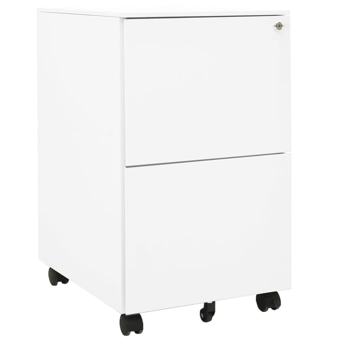 vidaXL - Ladeblok - verrijdbaar - 39x45x67 - cm - staal - wit