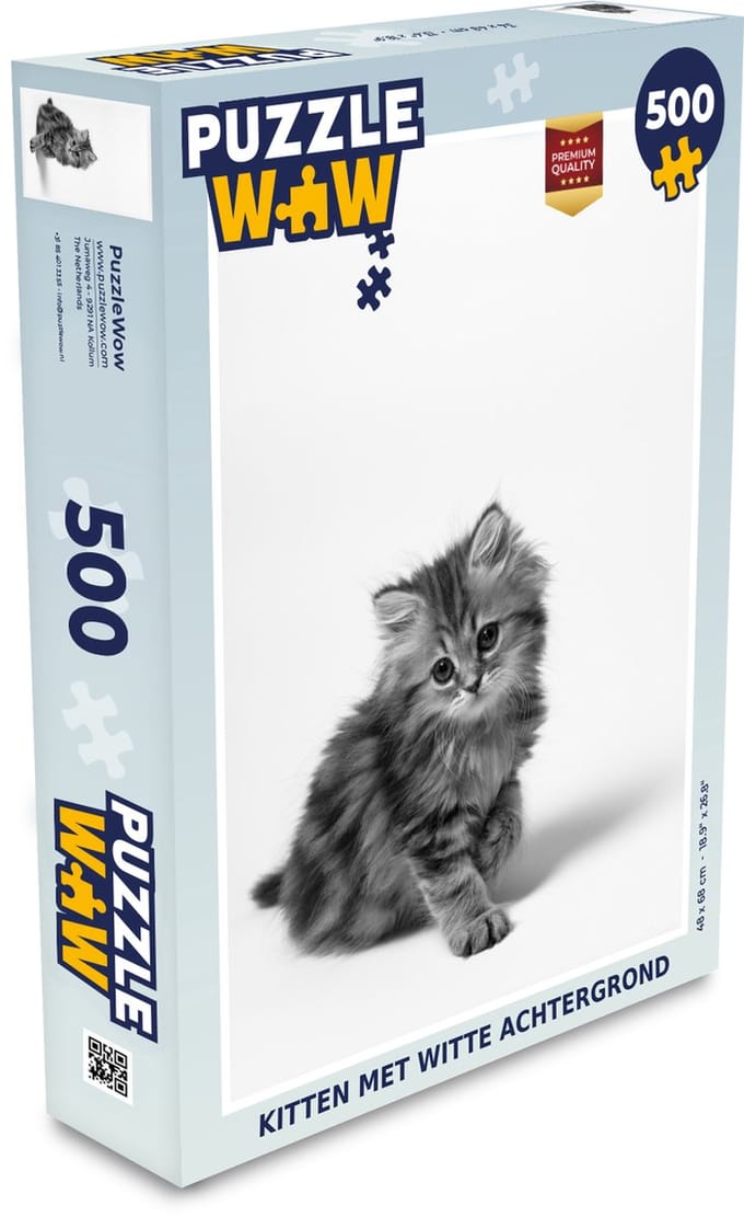 Puzzel Kitten met witte achtergrond - Legpuzzel - Puzzel 500 stukjes