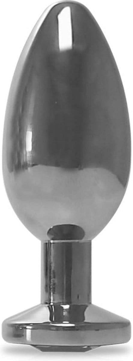 Black Label - RVS Buttplug met Transparant Sierkristal L