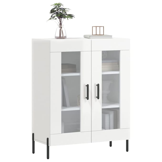 vidaXL - Dressoir - 69,5x34x90 - cm - bewerkt - hout - hoogglans - wit