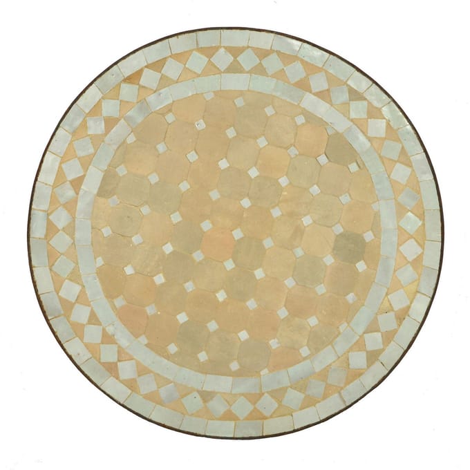Mozaïek bijzettafel Ø45cm wit-rhombus