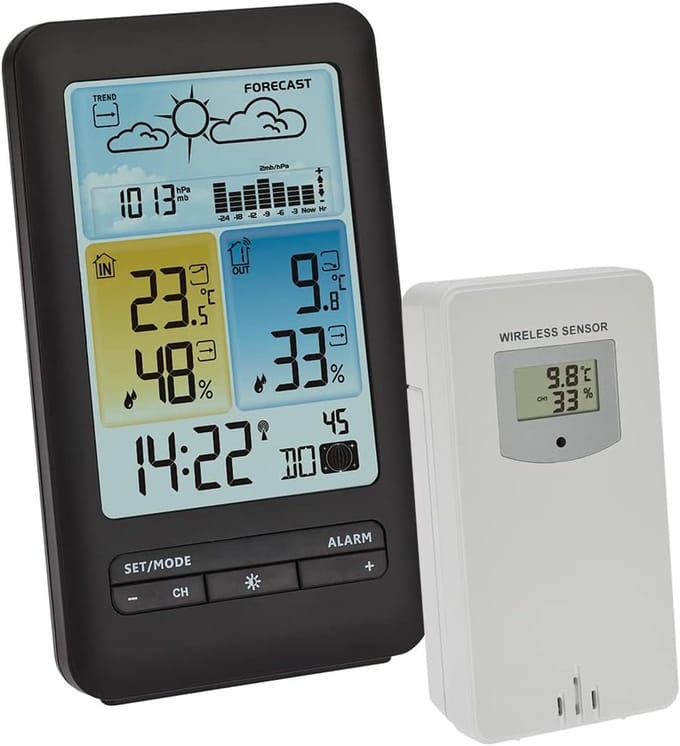 Met Buitensensor - Weerstation Binnen en Buiten - Weermeter Draadloos - Klimaatmeter