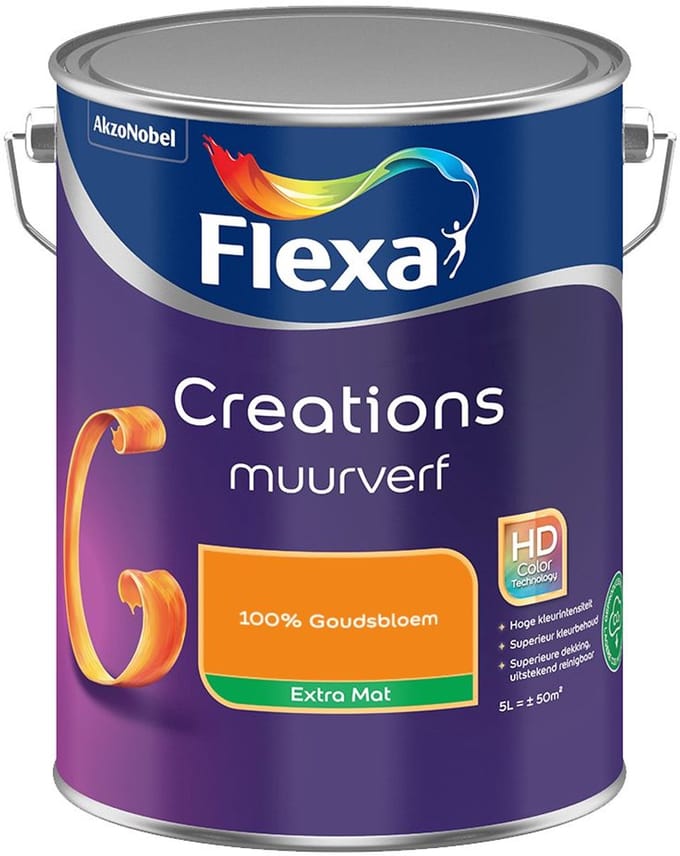 Flexa - Creations Muurverf Extra Mat - 100% Goudsbloem - Mengverf - 5 L