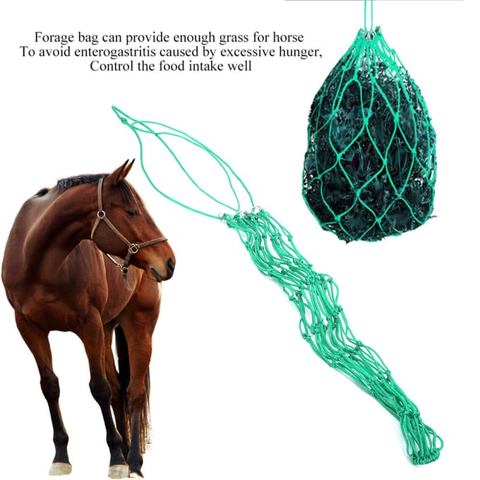 Filet à fourrage de taille moyenne, solide et durable, en nylon, à alimentation lente, avec soudure par galvanoplastie argentée blue