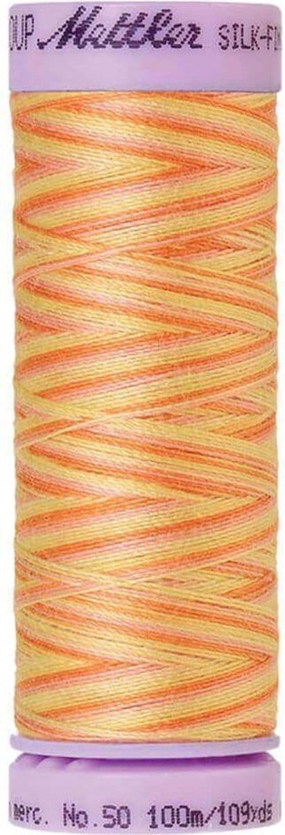 AMANN SILK-FINISH COTTON, MULTI-COLOR GAREN, GEEL-ROZE,100M, COL. 9833, PER STUK.