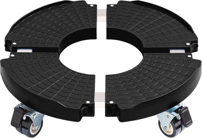Verstelbare Plant Caddy met Wielen - 420 lbs Capaciteit, Zwart