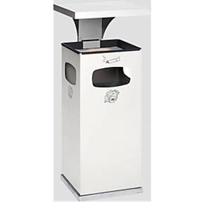 Combi-asbak B32, met dak, incl. binnenwerk, wit