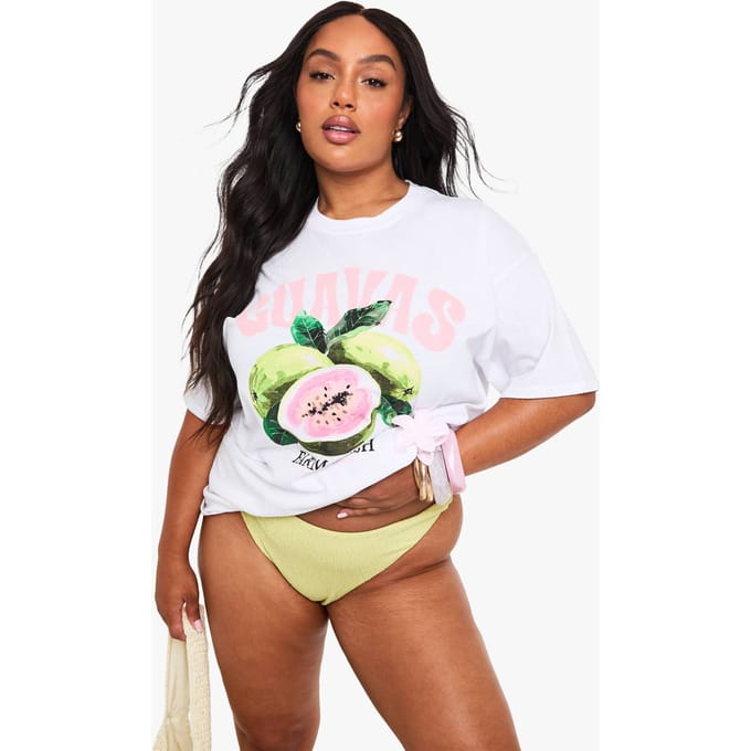 boohoo Dames Plus Guavas Oversized T-Shirt | Wit | Maat: 44
