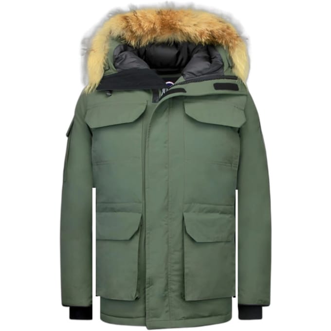 Beluomo Lange parka jas met bontkraag