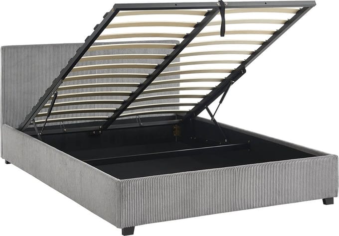sweeek - Bed met lattenbodem en hoofdeinde, b 202 x d 148 x h 86cm, corduroy afwerking