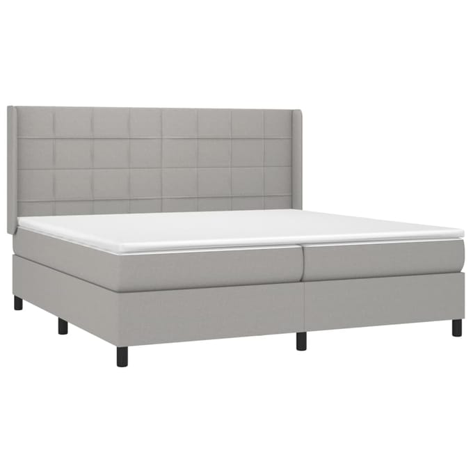 vidaXL - Boxspring - met - matras - stof - lichtgrijs - 200x200 - cm