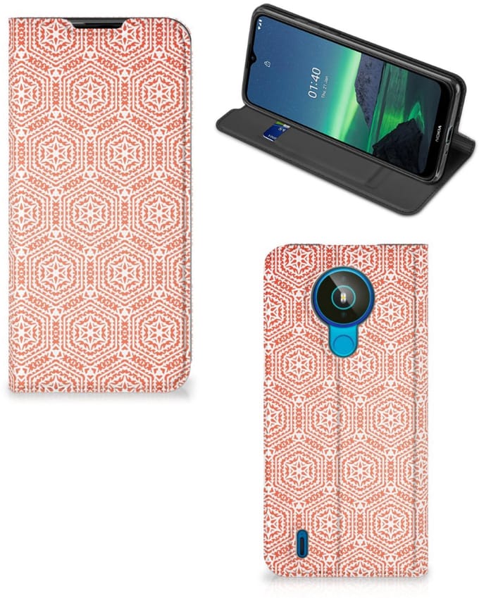 Nokia 1.4 Hoesje met Magneet Pattern Orange