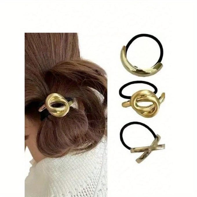 Gouden geometrische metalen haarbanden, elastische haaraccessoires cadeauset one-size zilver