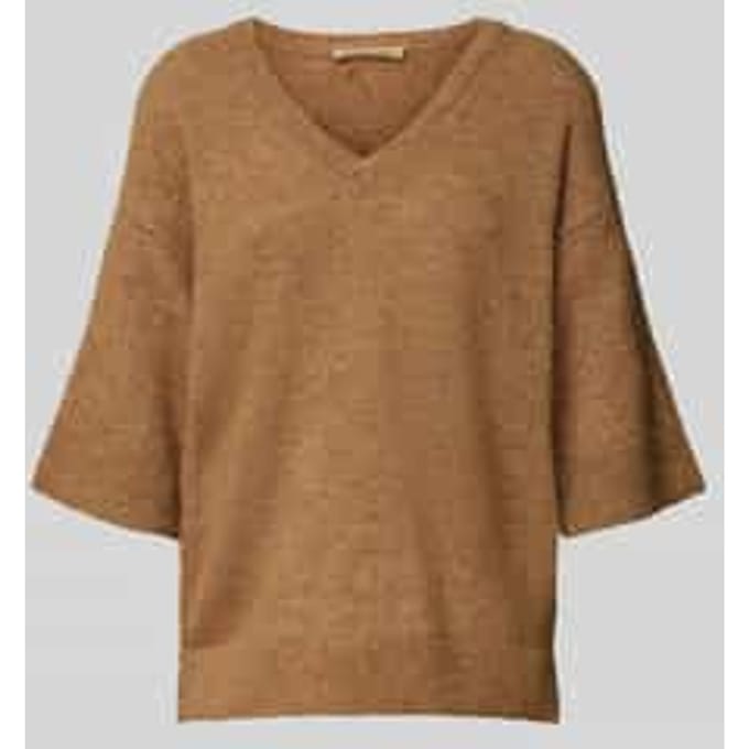 Gebreid shirt van wolmix met V-hals