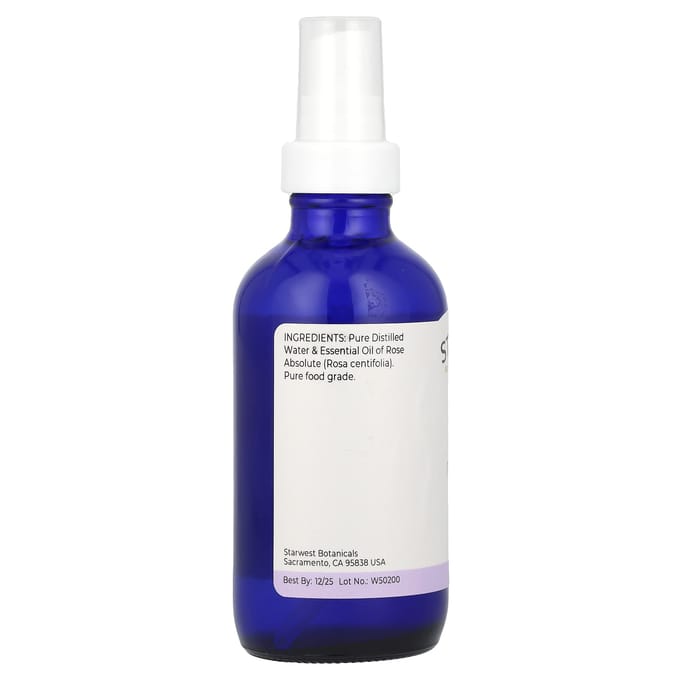 Starwest Botanicals, Flower Water, Rose, 4 fl oz (118 ml) white