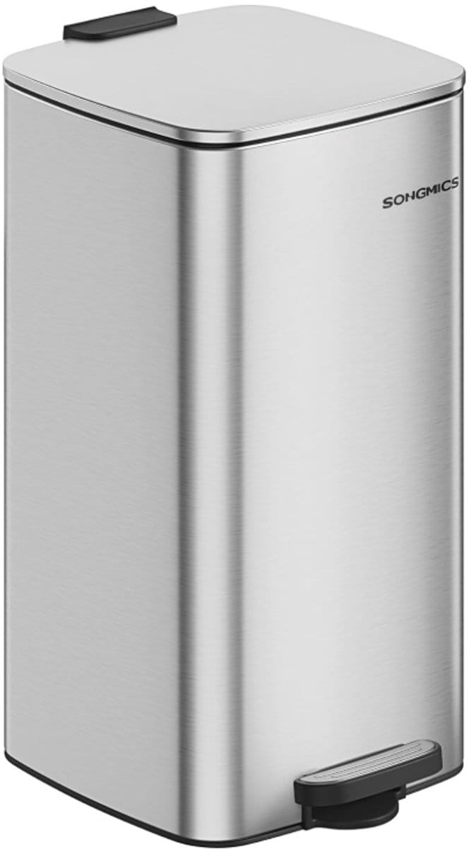Zaina Home - Songmics - Prullenbak - 30L - Pedaal - Binnenemmer - Zilver - Soft Close - LTB593E01