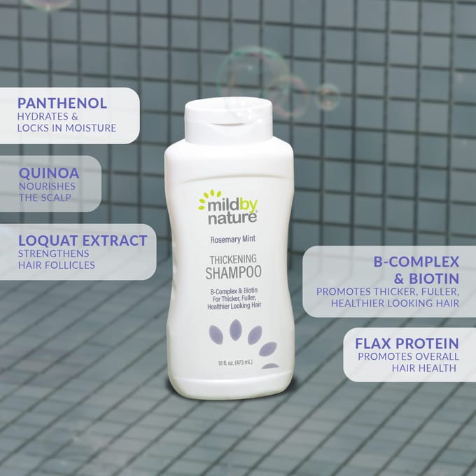 Mild By Nature, Rozemarijn Munt Haarverdikkende Shampoo, B-Complex & Biotine, 16 fl oz (473 ml) white