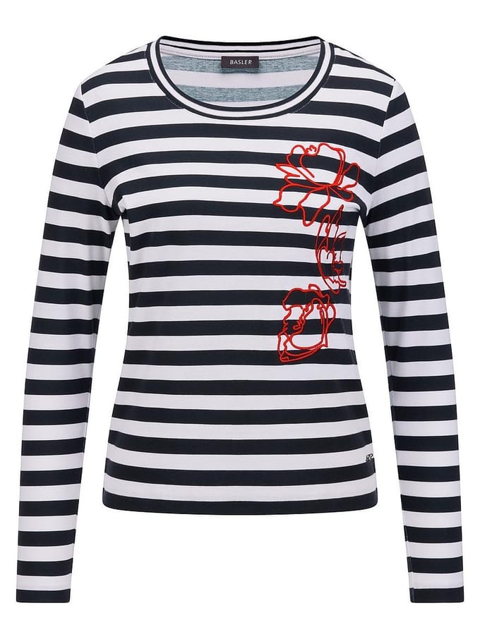 T-shirt ronde hals Van BASLER blauw
