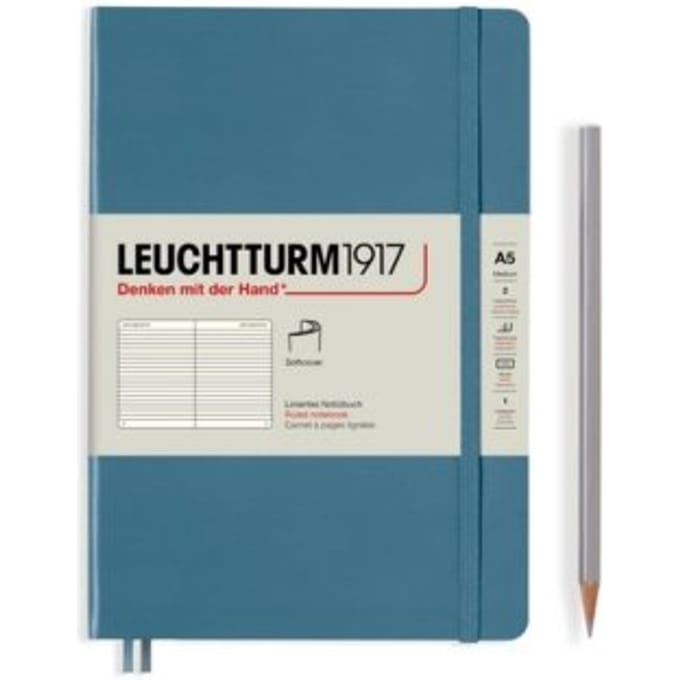 Leuchtturm1917 notitieboekje softcover medium a5 gelinieerd stone blue