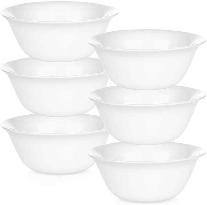Vilde - Witte Glazen Kommen - 300 ml - Set van 6 - Opal Glas