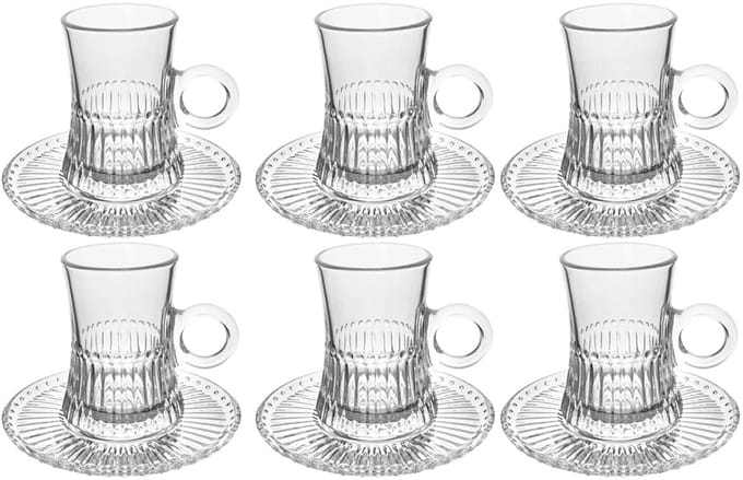 MONOO Turkse Theeglazen met Schoteltje - 125ml - Set van 12