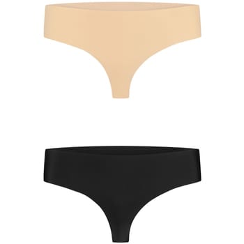 Bye Bra Onzichtbare String, naadloos ondergoed dames, string, seamless string, seamless ondergoed dames, 2 Pack - Beige/Zwart, S