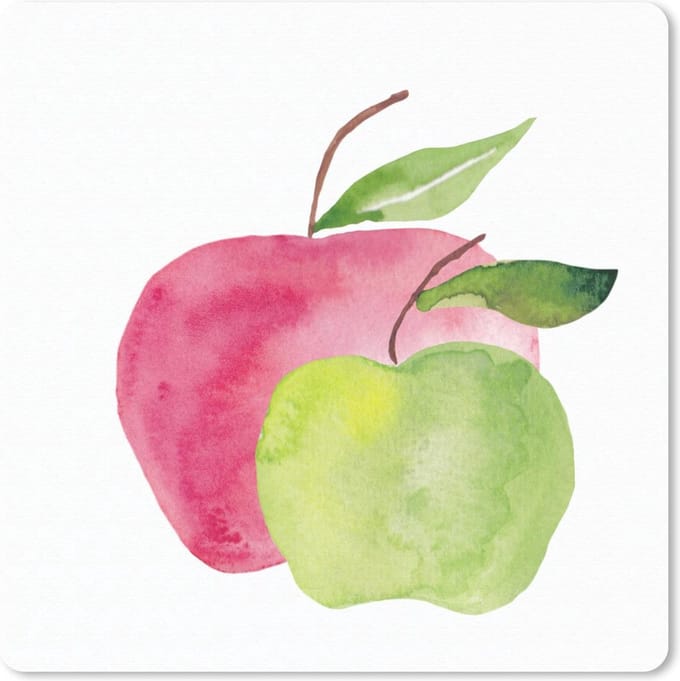 Muismat 20x20 cm - Mousepad Appels - Aquarel - Wit - Muismatten