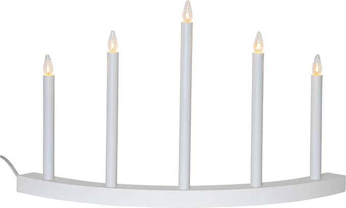 Star Trading 'Accent' houten boog, wit, 5-lamps, E10-lamp, warm wit, H 36 cm, B 60 cm
