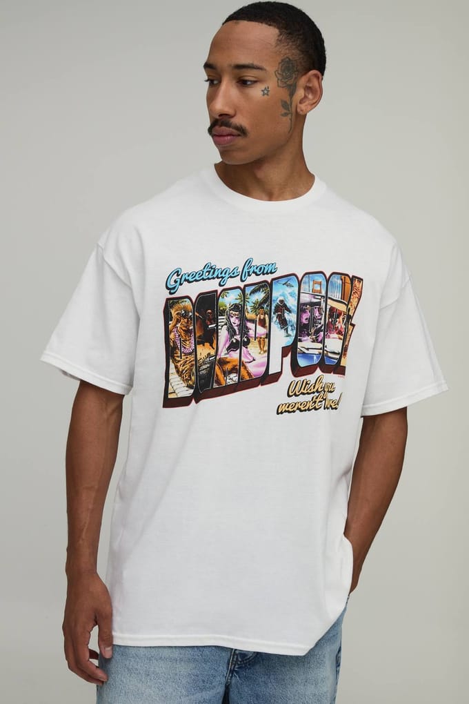Oversized Deadpool Licentie Print T-shirt | White | Size Small