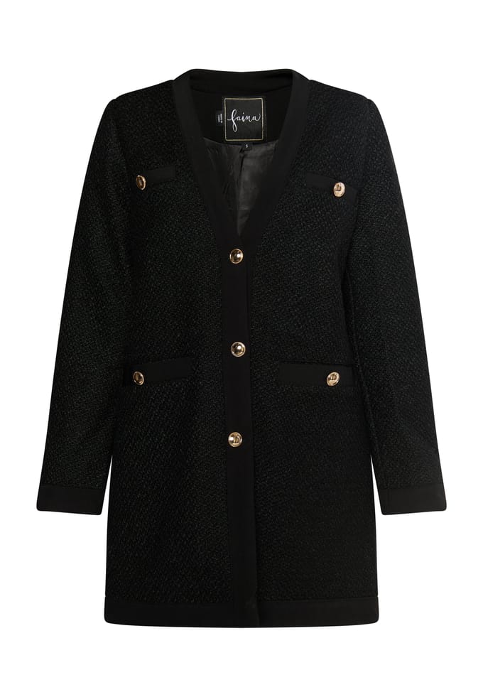 Faina Bouclé blazer Dames zwart