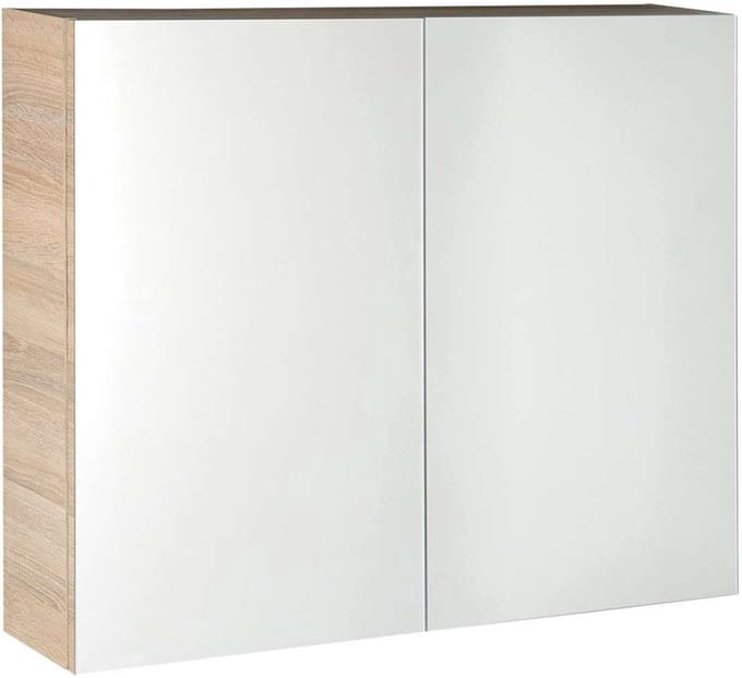 Aqualine Vega Spiegelkast 80x70x18cm, eiken platina