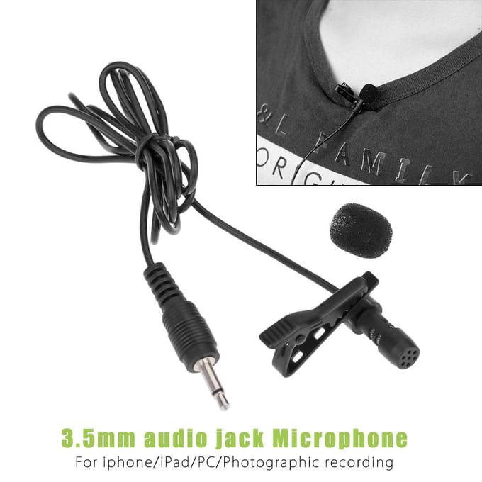 Metalen Mono Microfoons Reversmicrofoon Mini Lavalier Microfoon 3.5mm voor Luidspreker zwart