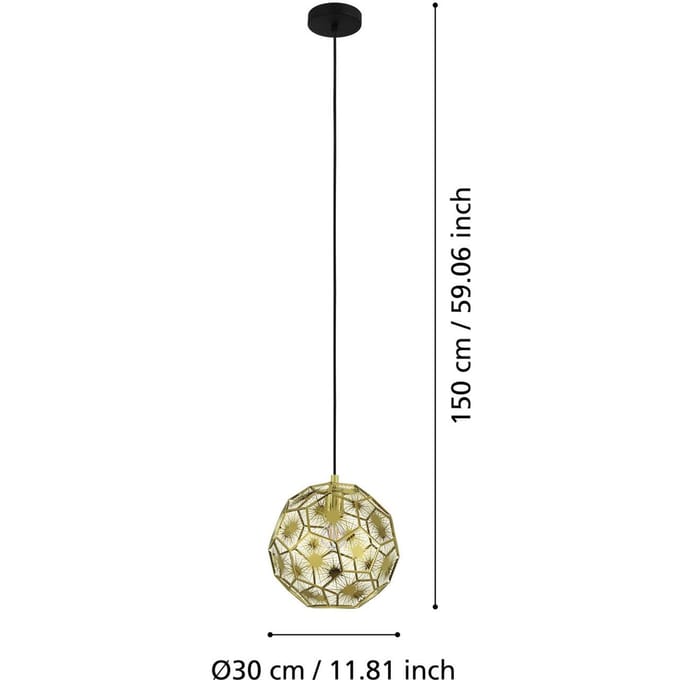EGLO Hanglamp Skoura, messingkleurig, Ø 30 cm, staal, E27