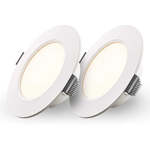 HOFTRONIC - Set van 2 Georgia LED platte Inbouwspots wit - inbouwdiepte 25mm - 3W 155lm - Rond - 2700K Warm Wit - Ø100 mm - IP20 voor binnen